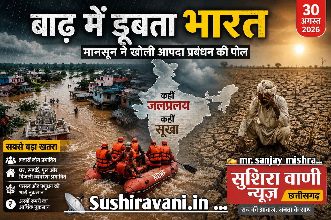 “विशेष राष्ट्रीय संपादकीय” बाढ़ में डूबता भारत: कहीं जलप्रलय, कहीं सूखा- मानसून नें खोली आपदा प्रबंधन की पोल